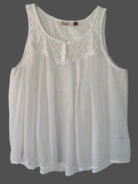 NWOT SO XL WHITE Eyelet Lace Bodice Sleeveless Tank Top